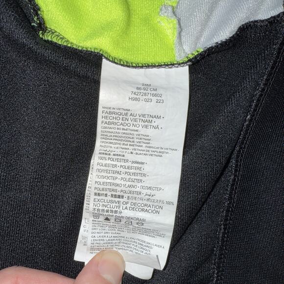 Nike Hoodie + Sweat Pants Set Size 24M (month) Black, Neon Yellow, White - Picture 5 of 11